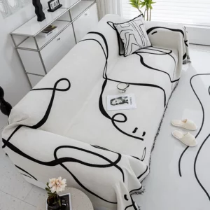 Black Line Chenille Sofa Cover Cloth Sofa Blanket Cover Full Cover Universal Couch Towel Cover Dust Proof Sofa Cushion Cover - Image 3
