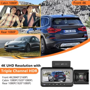 BEPOCAM 4K Dash Cam 3 Lens Dash Camera Built-In GPS Wifi 24H Parking Monitor Night Vision 5G Car DVR Dashcam APP Control ZD80 - Image 3