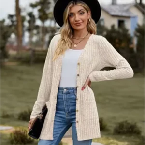 Button Solid Color Long Sleeved New Striped Women's Top Dating Versatile Fashion High Street Autumn Coat - Image 6