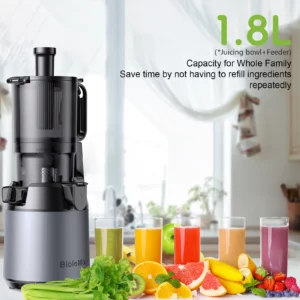BioloMix Cold Press Juicer,with 130mm Feed Chute,Fit Whole Fruits & Vegetables,High Juice Yield,BPA FREE Slow Masticating Juicer - Image 3