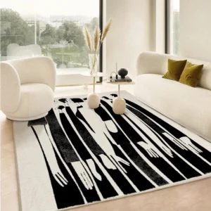 Modern Minimalist Living Room Rug Black Line Art Design Solid Color Bedroom Rug Fluffy and Soft Home Decor ковер Tapis سجادة IG - Image 6