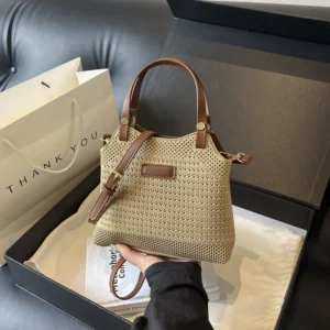 Fashion Woven Women's Handbag Brand Designer Wallet Contrasting Shoulder Bag 2024 Summer New Women Diagonal Shoulder Bag Travel - Image 2