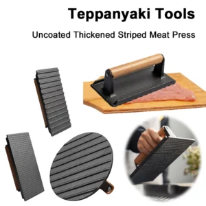 Cast Iron Flat Top Grill Hamburger Grinder with Wooden Handle Kitchen Heavy Flat Steak Weight/Bacon Press Hamburger Patty Maker - Image 2