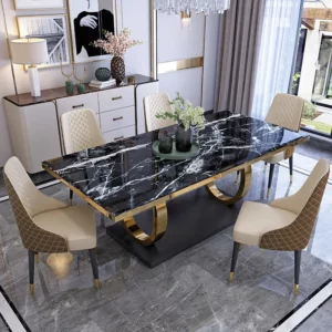 Modern luxury nordic rectangular marble dining tables 4 6 8 seater dinning table with chairs set dining room furniture - Image 3