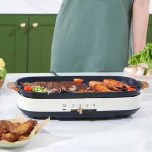 220V Home Style Integrated Pot Barbecue Non Stick Multifunctional Electric Plate Hot Pot Dual-purpose Electric Cooking Pot - Image 6