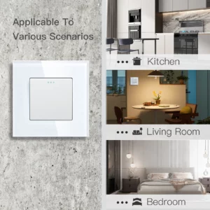 BSEED Mechanical Wall Light Switch Button Switch 1/2/3Gang 1Way Crystal Glass Panel Power Switch Switch On Off 250V White Black - Image 4