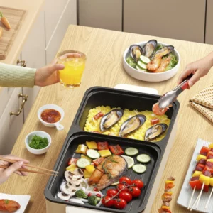 220V Home Style Integrated Pot Barbecue Non Stick Multifunctional Electric Plate Hot Pot Dual-purpose Electric Cooking Pot - Image 4