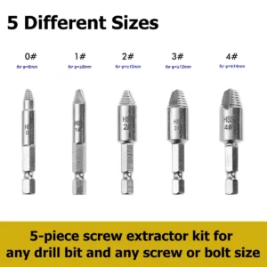 SenNan 5Pcs Damaged Screw Extractor Drill Bit High Speed Steel Double Easily Take Out Side Drill Out Broken Screw Remover Bolt - Image 4