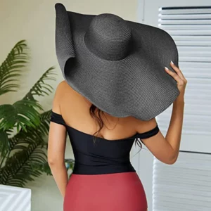 Summer 70cm Large Wide Brim Sun Hats For Women Oversized Beach Hat Foldable Travel Straw Hat Lady UV Protection Sun Shade Hat - Image 3