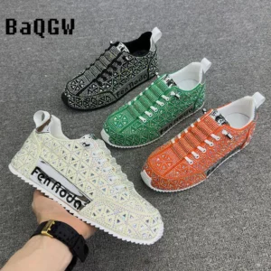 Luxury Sparkly Sneakers for Men Designer Cover Bottom Casual Bling Board Shoe Fashion Upper Increased Internal Platform Shoes - Image 1