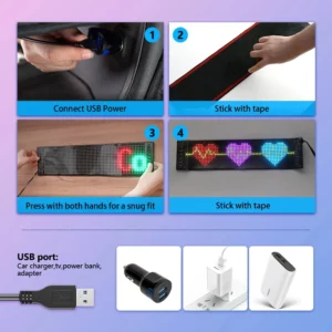 LED Matrix Pixel Panel Display Screen Flexible RGB Car Pattern Graffiti Scrolling Text Animation Shop Reminder Light Bluetooth - Image 4