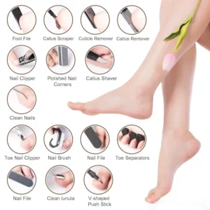 27PCS Foot Care Tool Pedicure Manicure Kit Set Stainless Steel Peeling Exfoliating Callus Dead Skin Remover Foot Scrubbing Brush - Image 6
