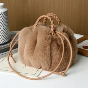 Women's Crossbody Pumpkin Plush Bag Cute Tote Bags Autumn Winter Fashion Solid Color Handbag Travel Shoulder Bags - Image 1