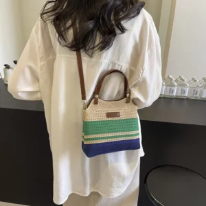 Fashion Woven Women's Handbag Brand Designer Wallet Contrasting Shoulder Bag 2024 Summer New Women Diagonal Shoulder Bag Travel - Image 5