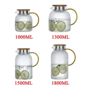 1-1.9L Cold Kettle Glass Large Capacity Rice Grain Grain Kettle Heatable Glass Set Cool White Kettle Household Cup Drinkware Hot - Image 6