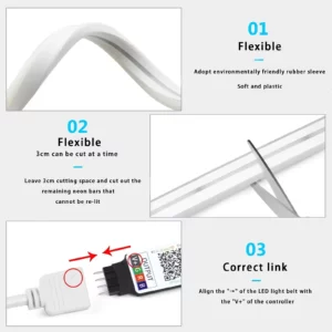 RGB Neon LED Strip 1/2/3/5M IP65 Waterproof DIY USB Neon Strip Tuya App Remote Control Flexible Ribbon for Home Decor Lighting - Image 5
