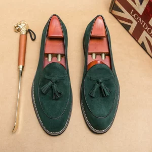 Spring Autumn New Men's Suede Leather Shoes Massage Sole Flat Loafers Trendy Versatile Men's Work Driving Shoes Minimalist New - Image 3