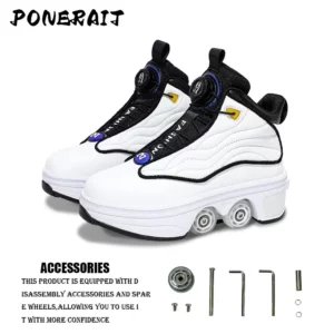 Unisex Automatic Retractable 4-Wheel Roller Skates Women's High Sneakers with Wheels Girls' Dual-Purpose Skating Sports Shoes - Image 6