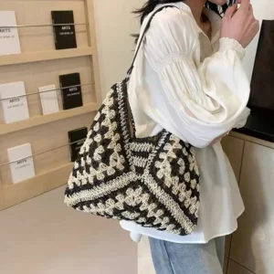 Women Weaving Clutches Top-handle Bag Large Portable Shoulder Bag Summer Beach Purses Shopper Satchel Female Tote Bags Handbags - Image 3
