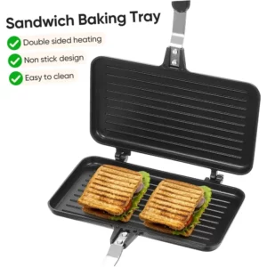 NonStick Sandwich Maker Mini Waffle Breakfast Pot Baking Pan Barbecue Oven Household Mould Egg Frying Pan for Kitchen Restaurant - Image 4