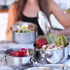 350-3000ML Microwave Lunch Box Food Grade 304 Stainless Steel Anti-leak Bento Box Strong Tightness Picnic Box for Fruits Snacks - Image 3