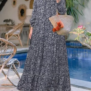 2023 ZANZEA Fashion Floral Print Muslim Dress Women Casual Loose Ruffle Abaya Sundress Kaftan Robe Femme Vintage Maxi Vestidos - Image 6