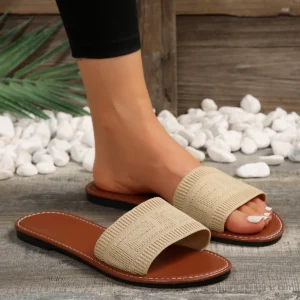 Women Slippers 2024 Summer Luxury Fashion Flat Sandals Brown Designer Open Toe Non-Slip Outdoor Beach Slippers Slides Women - Image 6