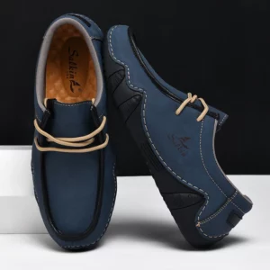 New 2024 Autumn Handmade Leather Casual Men Shoes Design Fashion Sneakers Man Loafers Breathable Low Top Flat Shoes Driving - Image 3
