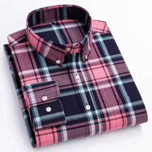 New in shirt100%cotton long sleeve shirts for men slim fit casual shirt fashion vintage streetwear elegant soft plaid clothes - Image 6
