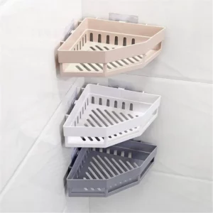 Creative Traceless Plastic Bathroom Kitchen Storage Rack Organizer Bathroom Hollow Corner Shelf Shampoo Holder Home Accessories - Image 3