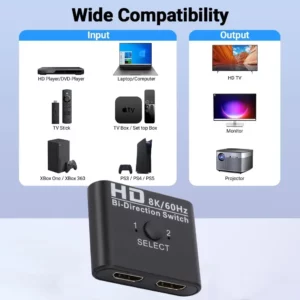 8K 60Hz HDMI-Compatible Switch Splitter Bi-Direction 1x2/2x1 HDMI-compatible Switcher 2 in1 Out for PS4 TV Box Switcher Adapter - Image 3