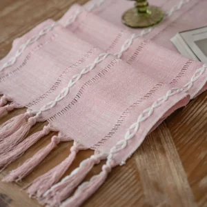 Rustic Table Runners with Handmade Tassel, Vintage Woven Cotton Linen Table Runner Long for Party Dining Table Decoration - Image 4
