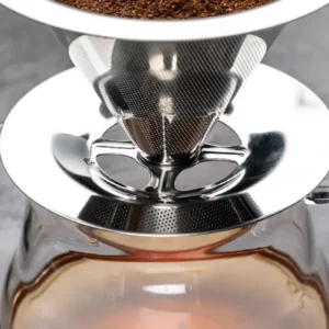 Portable Coffee Filter Stainless Steel Easy Clean Reusable Double Layer Coffee Funnel Paperless Pour Over Holder Coffee Dripper - Image 3