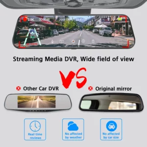 E-ACE 2.5K Mirror Camera For Car Touch Screen Video Recorder Rearview Mirror Dashcam 1440P GPS Wifi 24H Parking DVR Black Box - Image 5