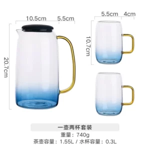 Thickened Glass Cold Kettle, Household Juice Kettle with Cover Filter, High Borosilicate Teapot Cup Set, Creative Gift - Image 3