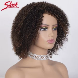 Sleek Afro Kinky Curly Black Human Hair Wigs Ombre T1B/30 Brazilian Curly Machine Made Remy Cheap Human Hair Wigs - Image 4