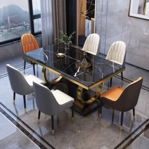 Modern luxury nordic rectangular marble dining tables 4 6 8 seater dinning table with chairs set dining room furniture - Image 4