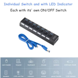 USB 3.0 Hub USB HUB Splitter Multi USB 3.0 Hub Multiple 4/7 Port Hub Splitter With Power Adapter Computer Accessories Hub For PC - Image 3