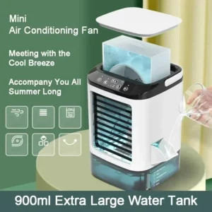 Xiaomi Mijia Portable Air Conditioner Fan Dual Spray Ultrasonic Atomization 3Speed Mute Air Cooler Night Light Electric Fan Home - Image 5