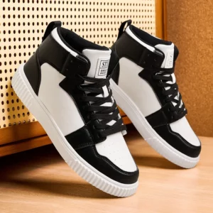 Spring Summer Fashion Red High-Top Shoes Couple Comfortable Pu Leather Casual Sneakers Man Flat Versatile Hip-Hop Shoes For Men - Image 3