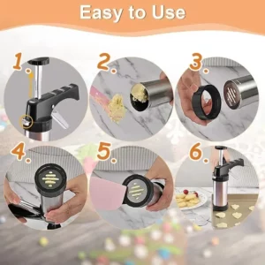 Stainless Steel Cake Cream Decorating Gun Set Cookie Making Machine Nozzles Mold Pastry Syringe Extruder Kitchen Baking Tools - Image 4