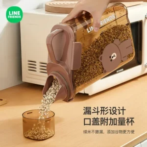 Line Friends Brown Household Moisture Proof Rice Bucket Storage Tank New Cartoon Grain Storage Sealed Miscellaneous Grain Bucket - Image 5