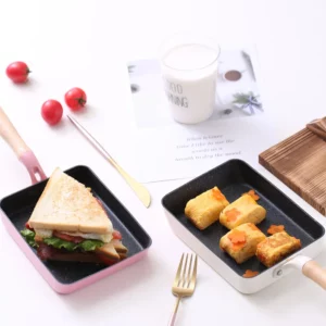 Japanese Square Non-Stick Frying Pan with Wooden Handle Omelette Saucepan Maifan Stone Mini Pots Home Kitchen Cookware Utensils - Image 5