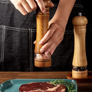 8inch Manual Wooden Pepper Grinder,Sturdy Salt Pepper Mill with Ceramic Grinding Cores,Adjustable Coarseness Spice Salt Grinder, - Image 3