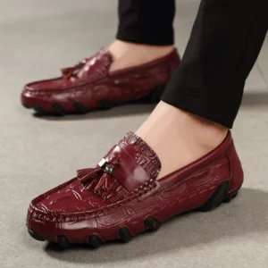 Men Genuine Leather Business Shoes Crocodile Pattern Loafers Fashion Moccasins Male Driving Flats Comfy Slip-On Man Casual Shoes - Image 2