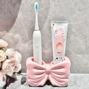 1pc Ceramic Bow Toothbrush Holder Ornament Ceramic Toothbrush, Toothpaste Storage Rack Bathroom Accessories Brush Holder - Image 5