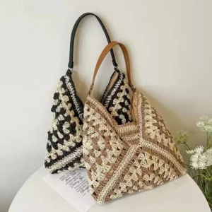 Women Weaving Clutches Top-handle Bag Large Portable Shoulder Bag Summer Beach Purses Shopper Satchel Female Tote Bags Handbags - Image 4