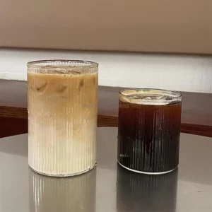 4Style Heat-Resistant Rib Coffee Glass Water Cups Vertical Stripes Tea Mug for Drinking Milk Beer Wine Juice Tumblers Set Gift - Image 3