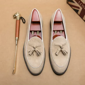Spring Autumn New Men's Suede Leather Shoes Massage Sole Flat Loafers Trendy Versatile Men's Work Driving Shoes Minimalist New - Image 2