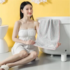 1Pc 34x75cm Colorful Striped Hand Towel Coral Fleece Home Soft Velvet Hair Cloth Bathroom Shower Clean Washcloth - Image 5